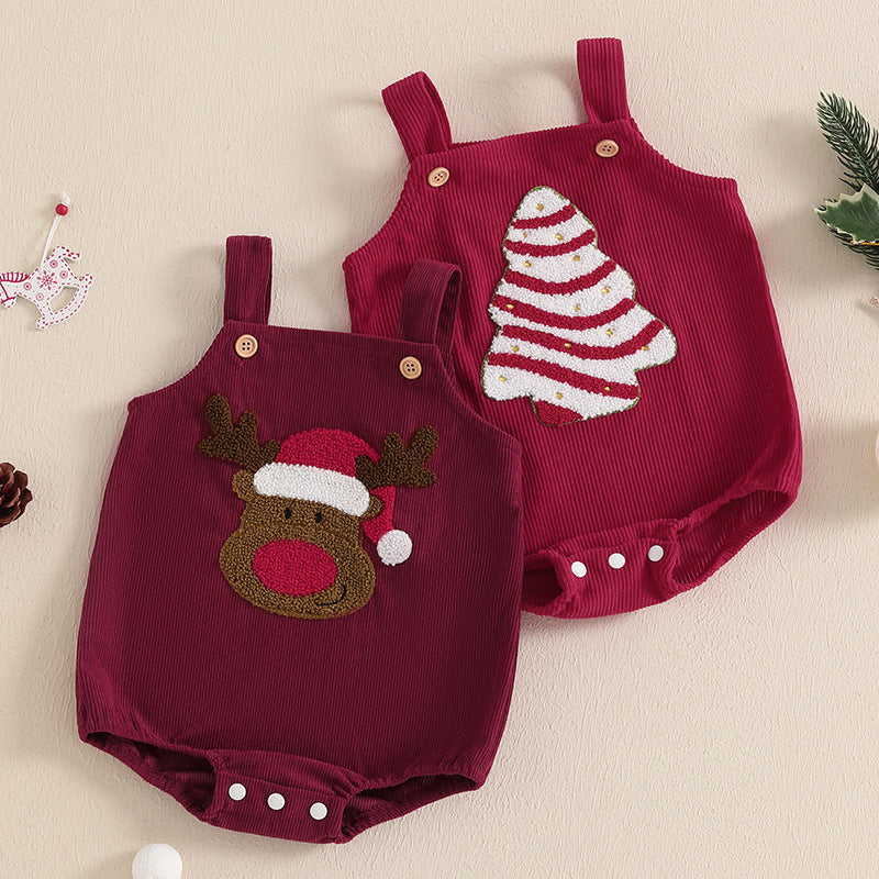 Adorable Embroidered Christmas Jumpsuit