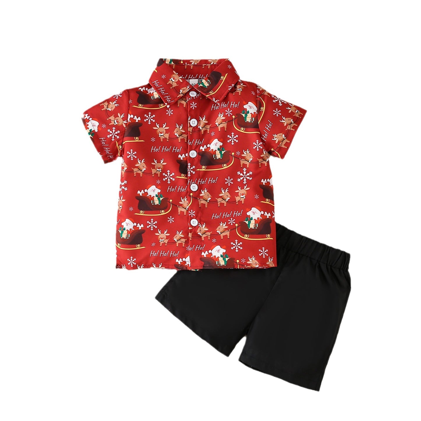 Adorable Short-Sleeve Christmas Suit for Boys