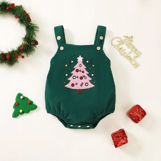 Charming Christmas Romper with Suspenders