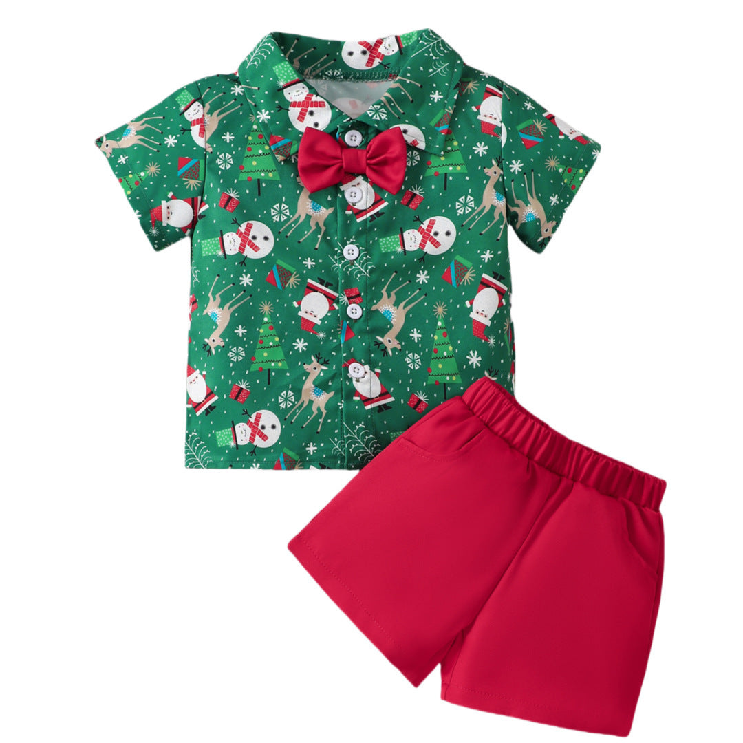 Ensemble chemise et short de Noël festif pour garçons