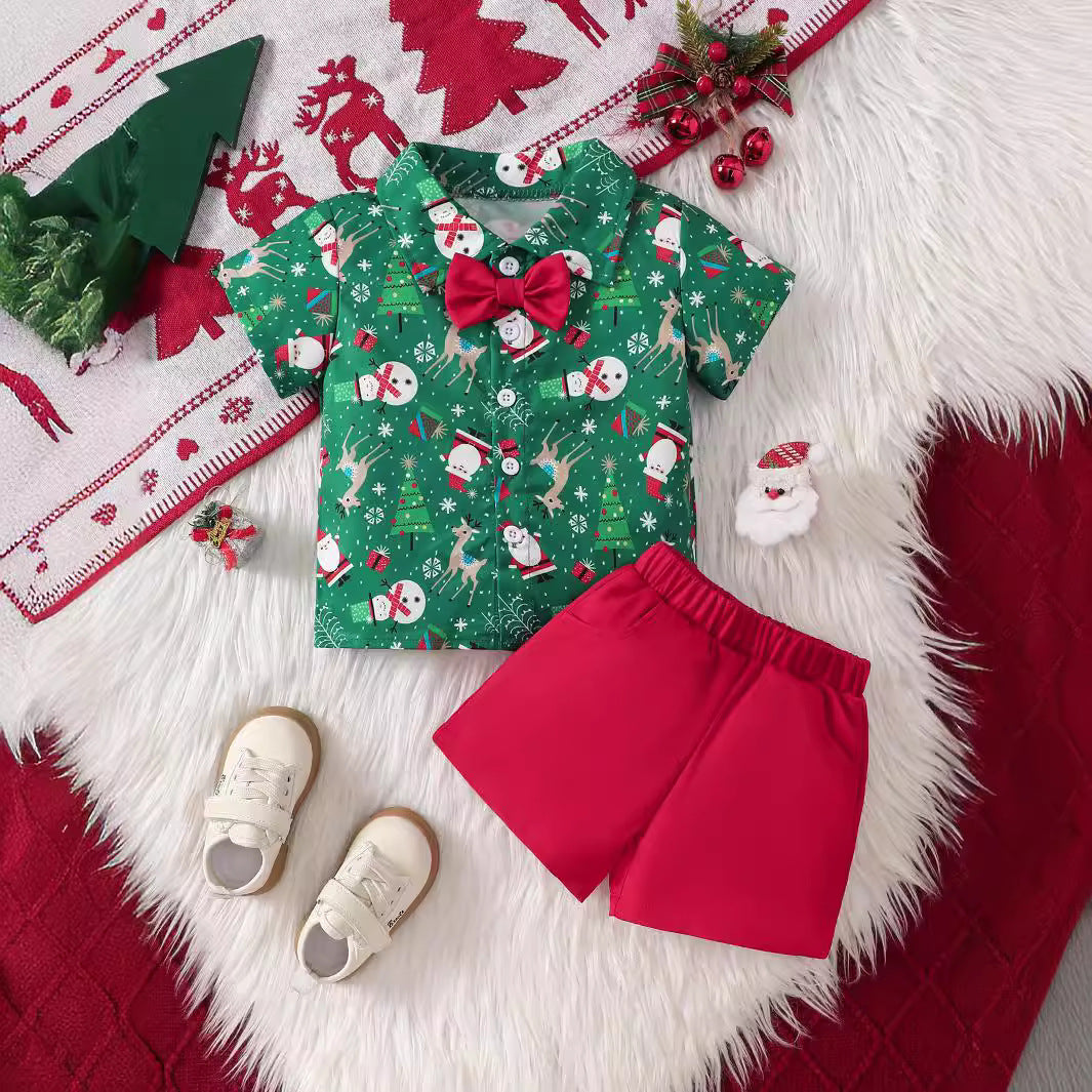 Ensemble chemise et short de Noël festif pour garçons