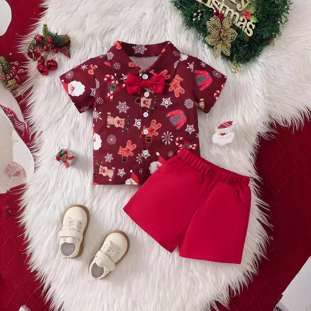 Ensemble chemise et short de Noël festif pour garçons