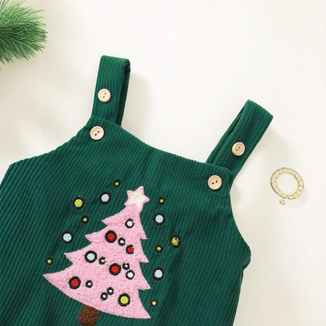 Charming Christmas Romper with Suspenders