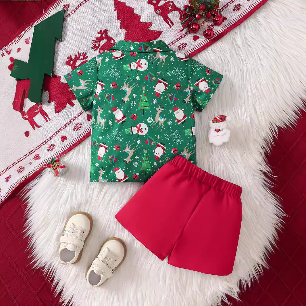 Ensemble chemise et short de Noël festif pour garçons