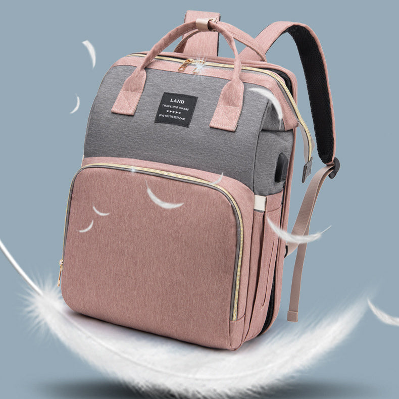 "Large Diaper Bag Backpack with Insulated Bottle Holder"