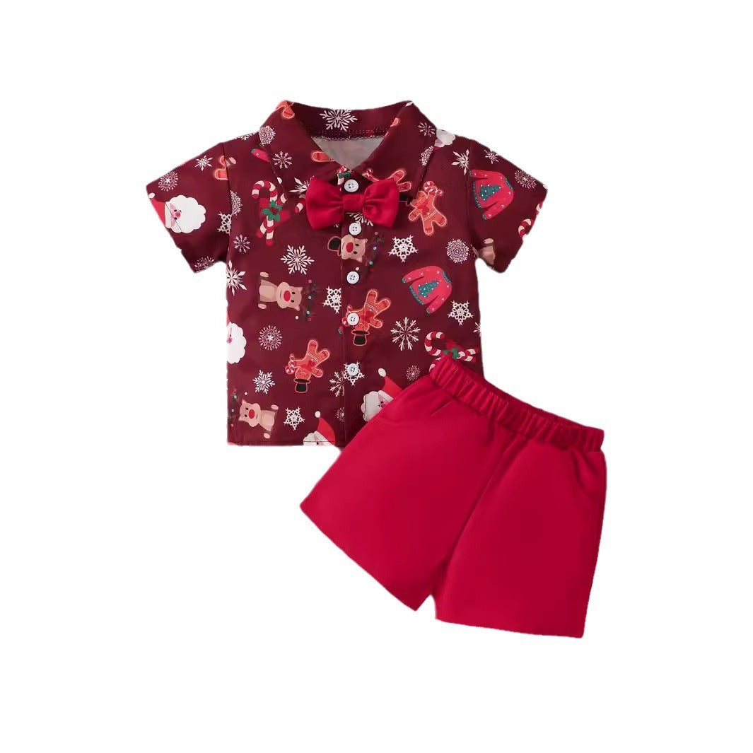 Ensemble chemise et short de Noël festif pour garçons