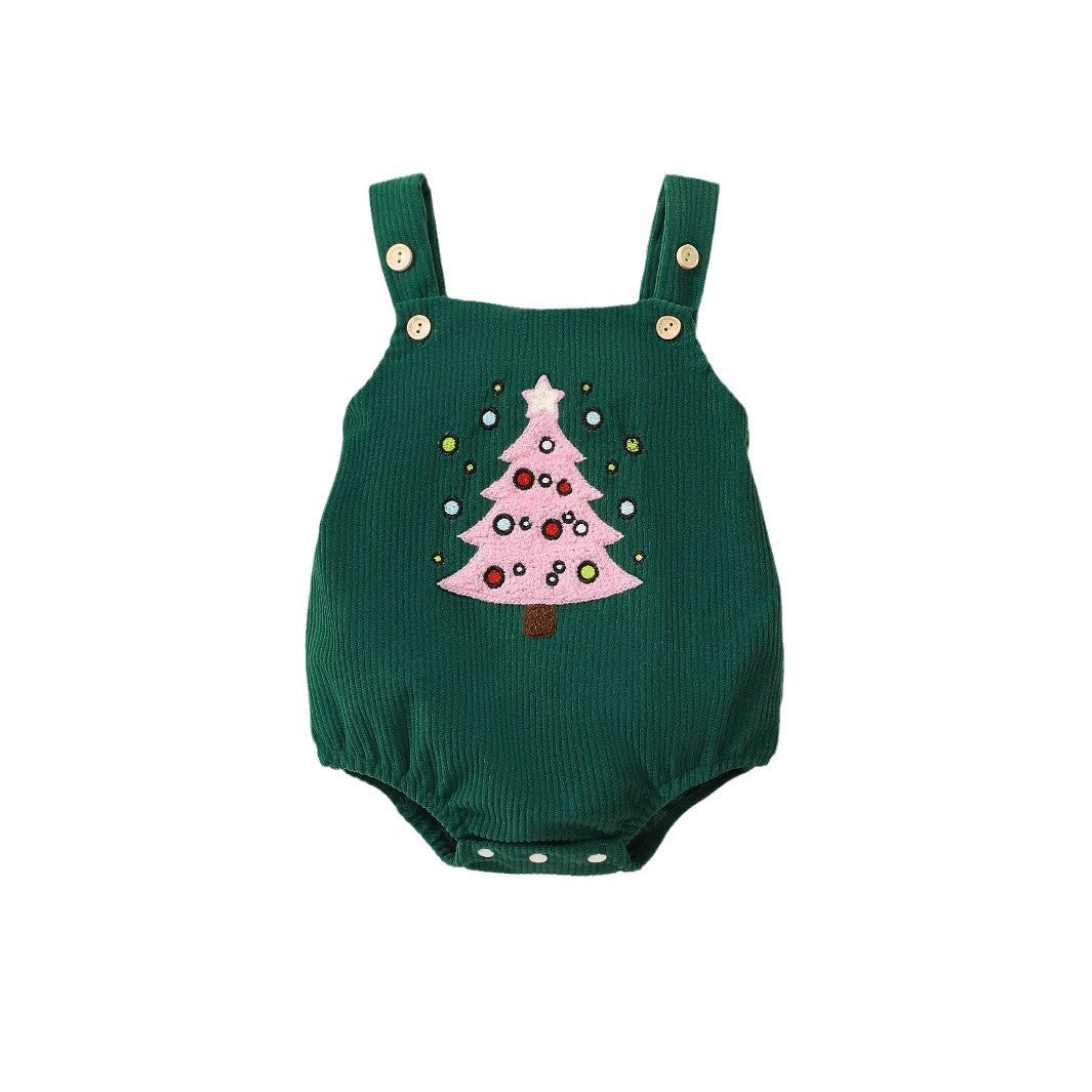 Charming Christmas Romper with Suspenders