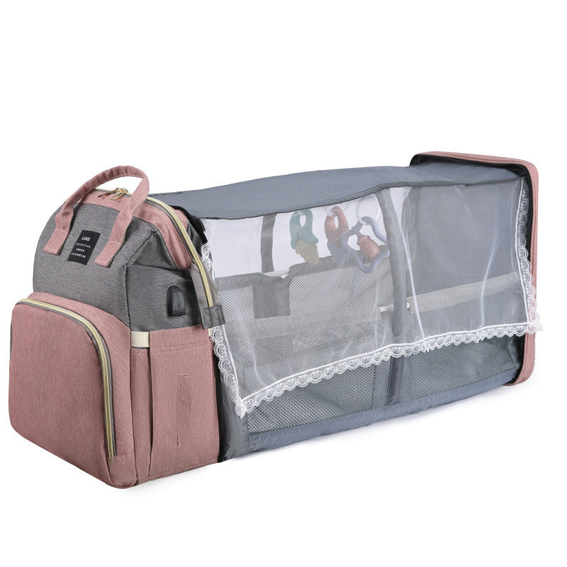 "Large Diaper Bag Backpack with Insulated Bottle Holder"