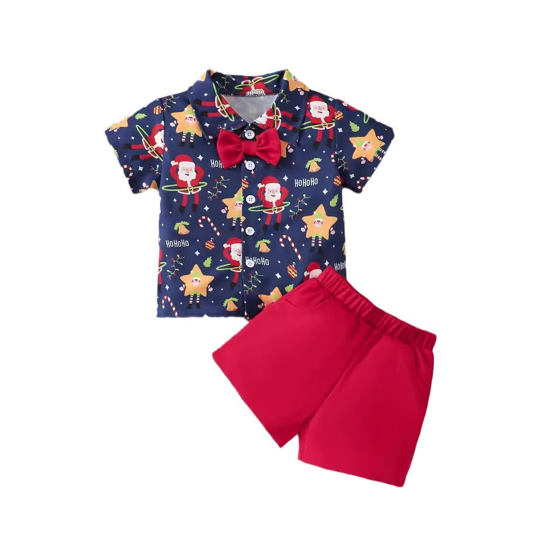 Ensemble chemise et short de Noël festif pour garçons