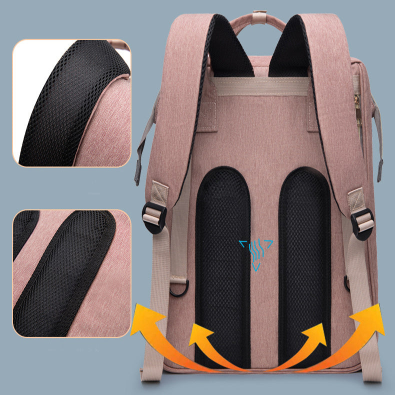 "Large Diaper Bag Backpack with Insulated Bottle Holder"